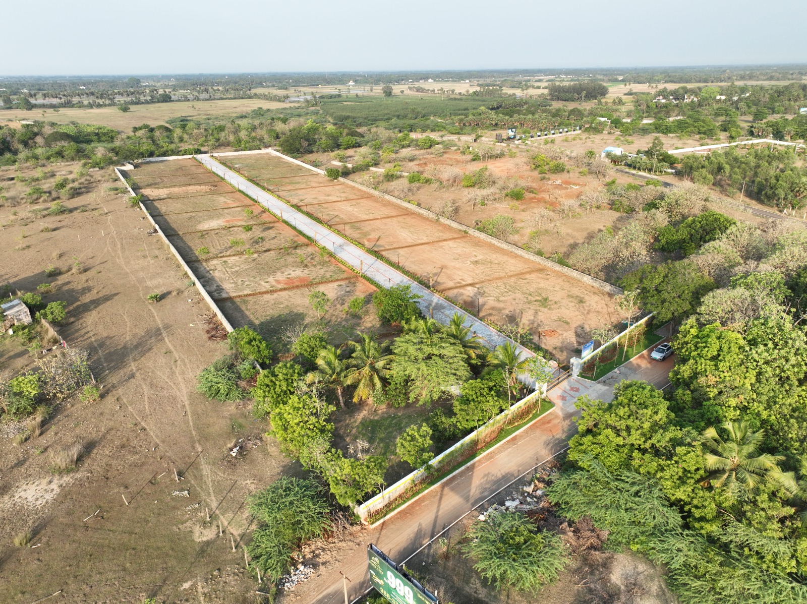 Aerial view of Mannvaasam Farms farmland